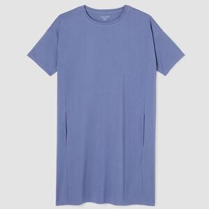 Eileen Fisher Traceable organic Cotton Dress Boxy Fit, Knee length dress Blue XL